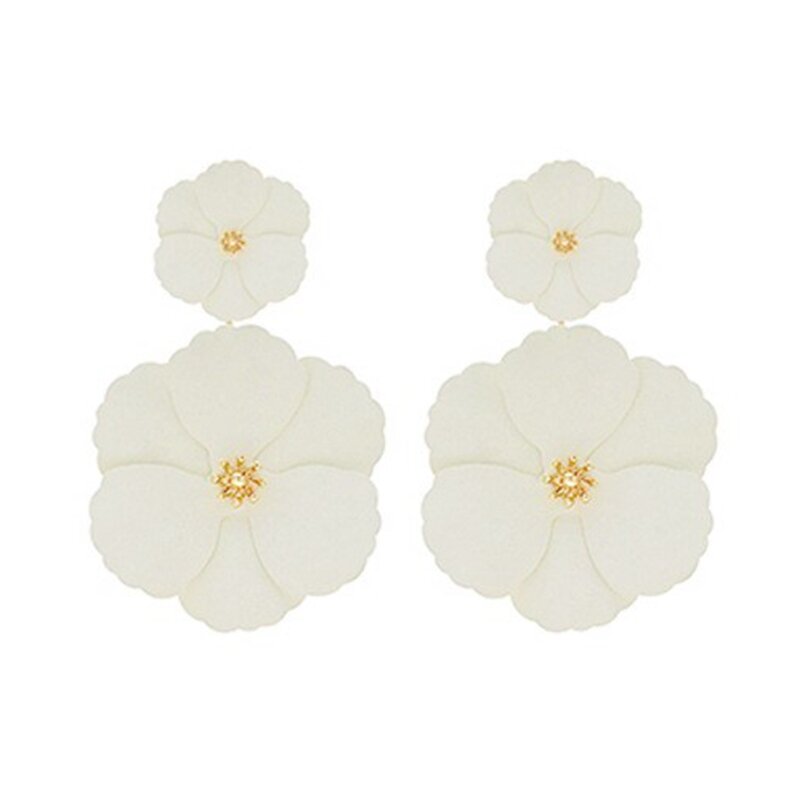 S925 Silber Nadel Große Weiß Legierung Blume Ohrringe Für Frauen Sanfte Romantische Dating Geschenke Mode Schmuck Großhandel