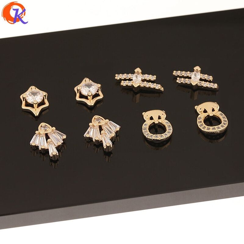 Accesorios de joyería de diseño Cordial, chapado en oro auténtico, fabricación DIY, amuletos de Circonia cúbica, accesorios para uñas, 50 Uds.