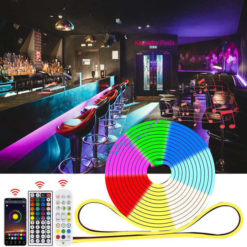 Striscia al Neon a LED RGB 1/2/3/4/5M dimmerabile luce al Neon telecomando/Bluetooth/Tuya WiFi 12V modalità musica striscia flessibile impermeabile