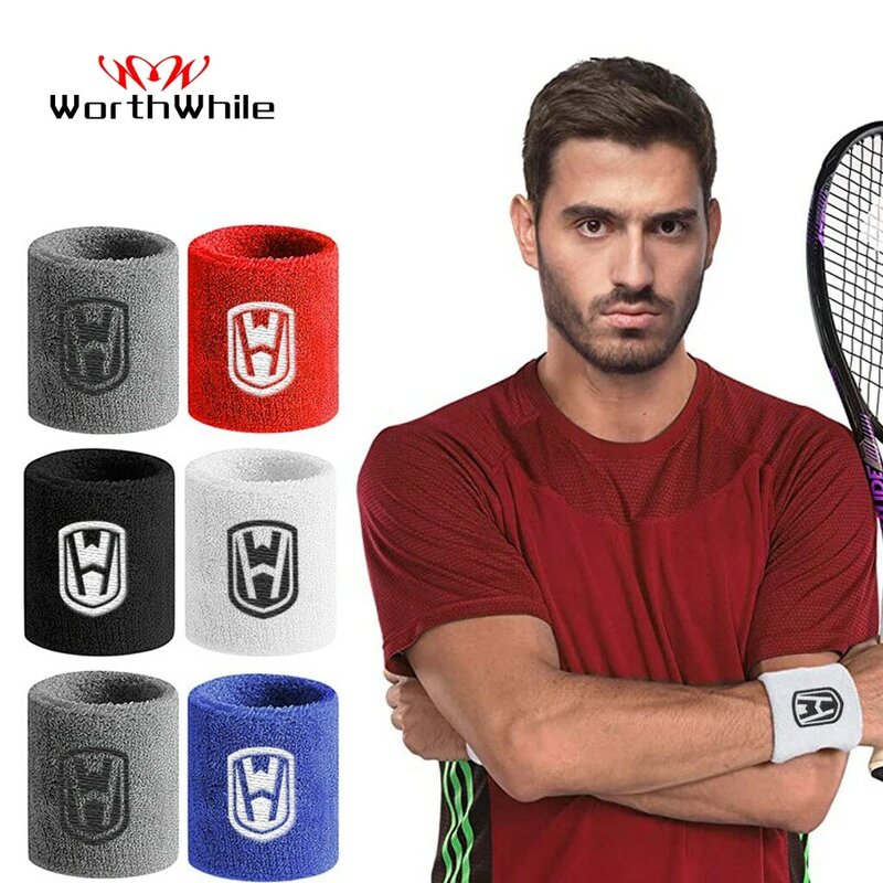 WorthWhile 1 Pair Elastic Wristband Support Cotton Wrist Brace Wraps for Basketball Men Women Gym Fitness Weightlifting Tennis