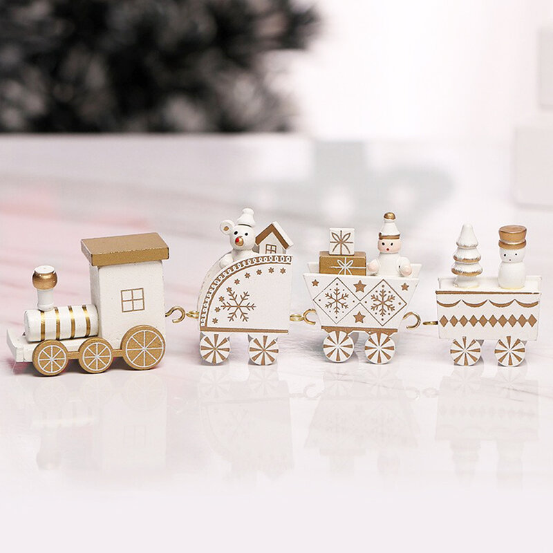 Train en bois ornements de noël, 4 pièces, décoration pour la maison, cadeau de Noel 2022, décor de nouvel an