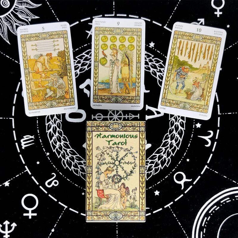 Mini Harmonische Tarot Karten Prophecy Divination Deck Englisch Version Unterhaltung Brettspiel 78 Blätter/Box