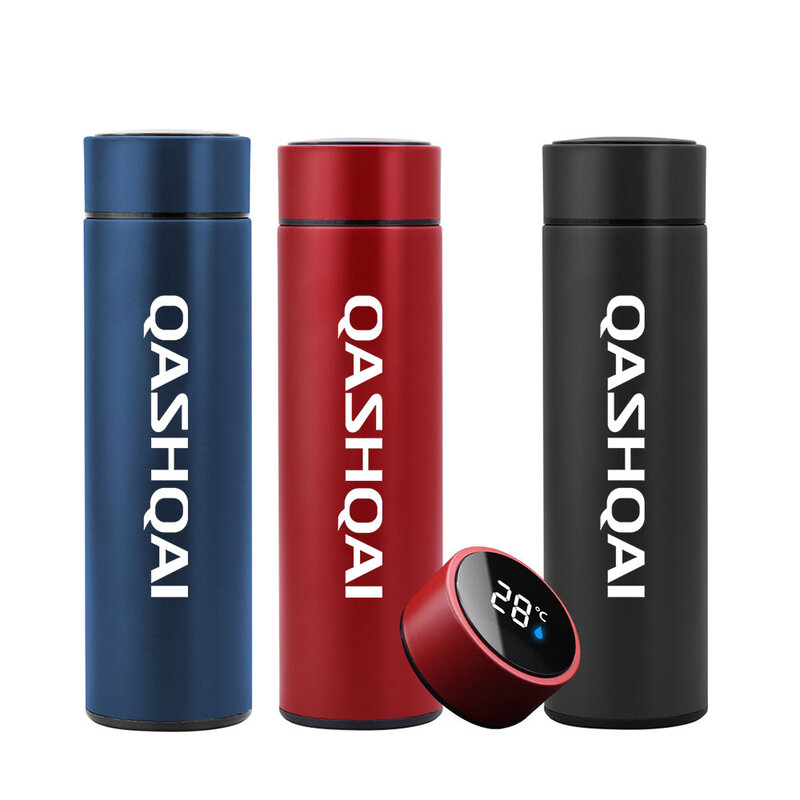 500ml Car Thermos Cup For Nissan QASHQAI Portable Car Smart Thermos Mug Insulation Cup With Temperature Display Coffee Cup Mug