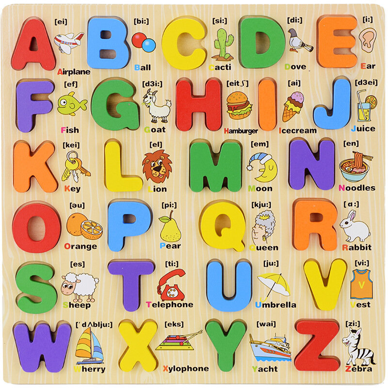 Houten Digitale Driedimensionale Puzzels Hand-Krassen Board Letters Cognitieve Kinderen Vroege Jeugd Educatief Speelgoed