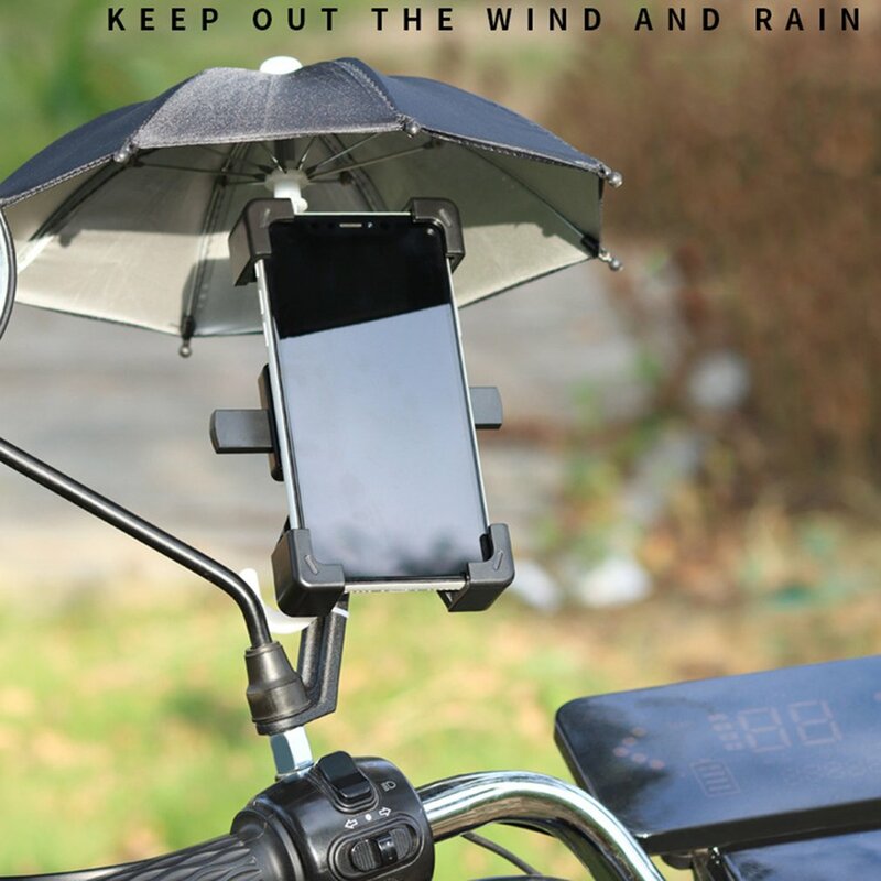 1pc guarda-chuva titular do telefone da motocicleta protetor engrossar atualizado super força 8 ossos motocicleta guarda-chuva cor aleatória