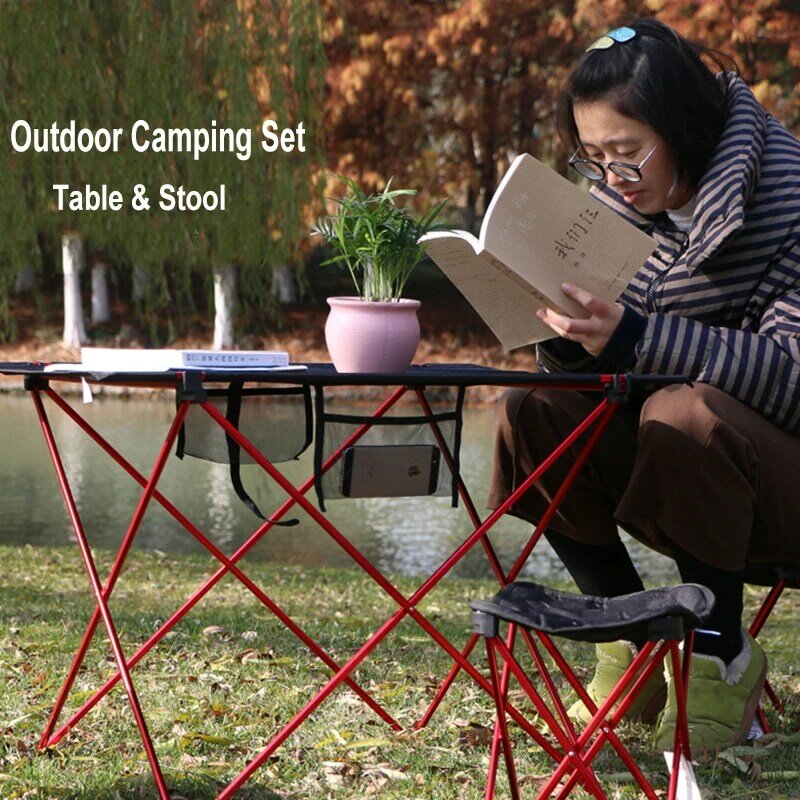 HooRu – ensemble de chaises de pique-nique, Table de Camping pliable et Portable avec tabourets, sac à dos léger pour l'extérieur, plage, randonnée