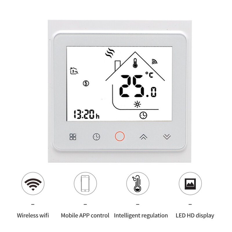 WiFi APP ควบคุมการไหลเวียน Programmable Thermostat สำหรับ Underfloor ความร้อนระบบ Echo,Google Home ฯลฯ MKBHT-002