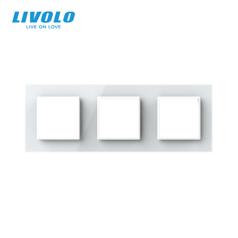Livolo – Panel de cristal para 3 interruptores de pared. C7-3SR-11, Zócalo de enchufe estándar europeo, marco triple, 4 colores