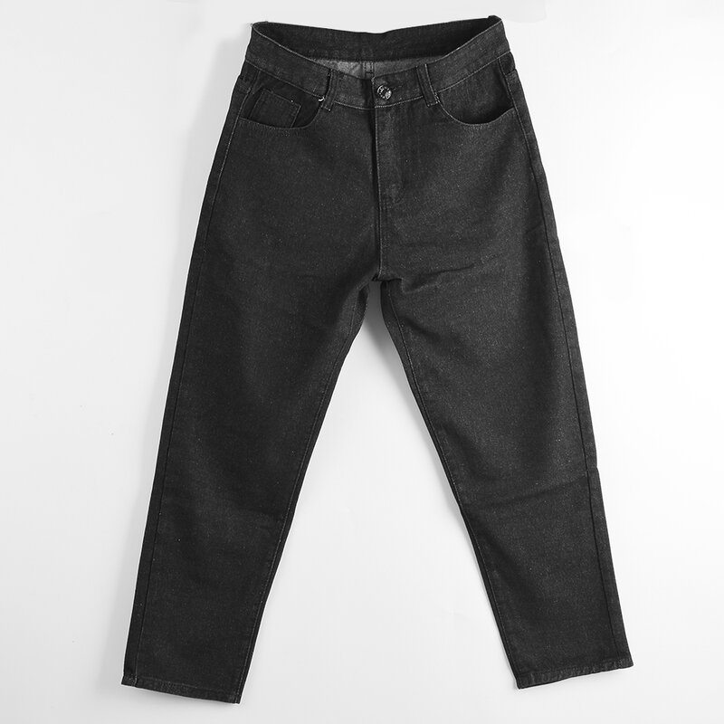 Новые свободные мужские бриджи, простой дизайн, высококачественные уютные универсальные повседневные Прямые джинсовые брюки для студенто...
