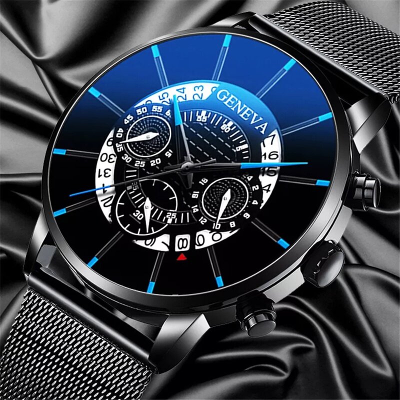 Relógio masculino ultrafino de luxo, à prova d'água, com calendário, aço inoxidável, anti-azul, luz, relógios de quartzo, 2020