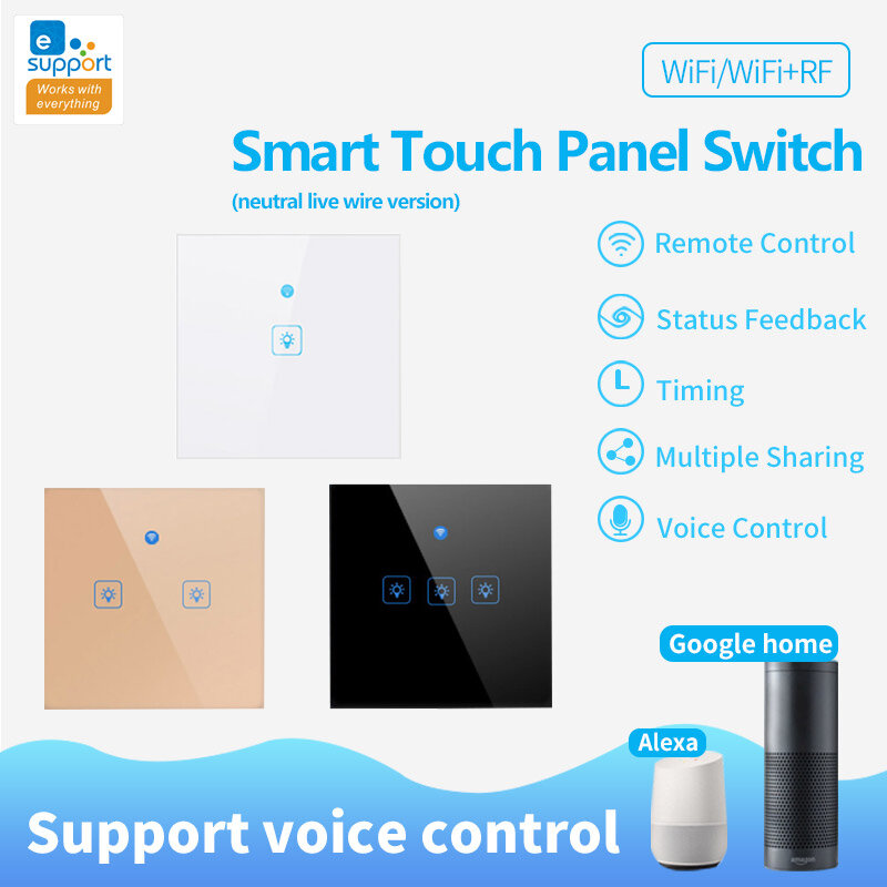 Lonsonho RF433 eWeLink WiFi Smart Switch EU UK 220V Wall Light Switch With Neutral Wireless Control Compatible Alexa Google Home
