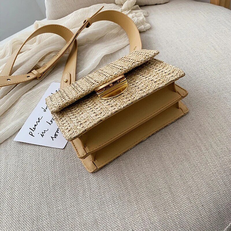 2020 Perempuan Bali Rotan Tas gesper Lapangan Straw Bag Handmade Woven Pantai Crossbody Tas Bohemia Wicker Bag Mode Handbags