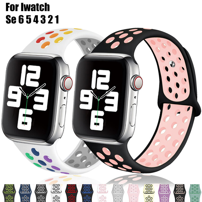 เคส + ซิลิโคนสำหรับ Apple นาฬิกา40มม.44มม.38มม.42มม.Smartwatch Watchband กีฬาสร้อยข้อมือ IWatch Series 3 Se 4 5 6