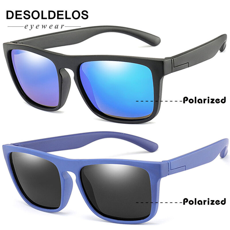 Солнцезащитные очки для мальчиков и девочек, поляризационные, квадратной формы, с защитой UV400
