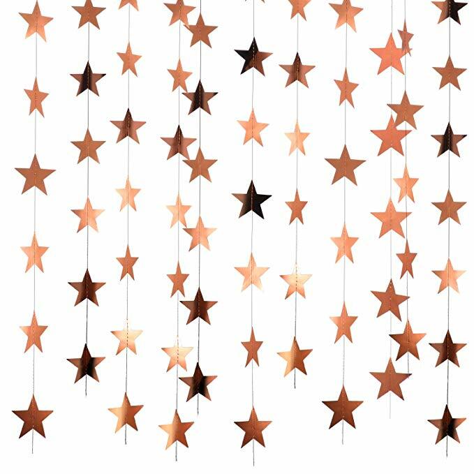 Rose Go – guirlande de banderoles étoiles réfléchissantes, 2.75 pouces, bannière scintillante, décorations pour mariage, fête d'anniversaire et vacances