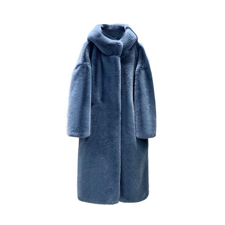 Nieuwste vrouwen Lange Sectie Hooded Winter Herfst Dikke Plus Imitatie Konijnenbont Outwears Warme Zachte Nep Bont Outwears S /Xl K1200