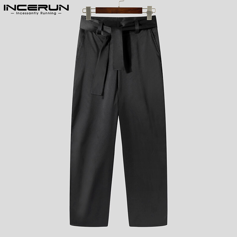 Pantalones largos holgados para hombre, ropa de calle masculina con estilo, con cordones, Color sólido, S-5XL, novedad, 2021