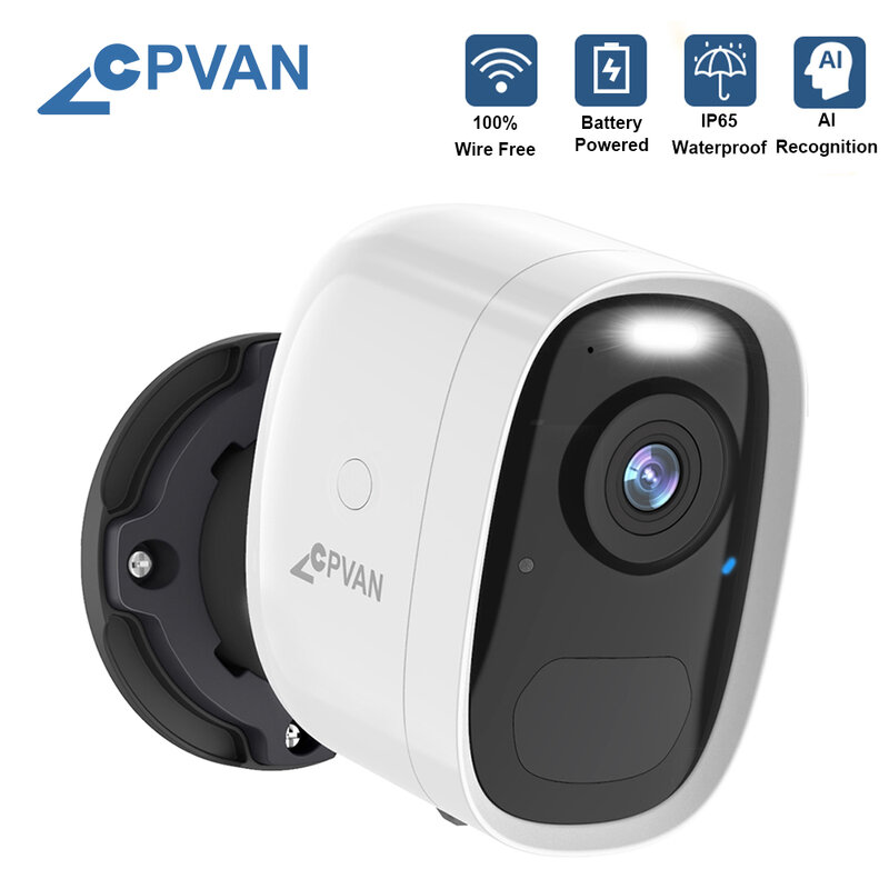 CPVAN-cámara IP WIFI para exteriores, almacenamiento en la nube gratuito, 6700mAh, detección de movimiento IA, 1080P, CCTV de seguridad sin cables