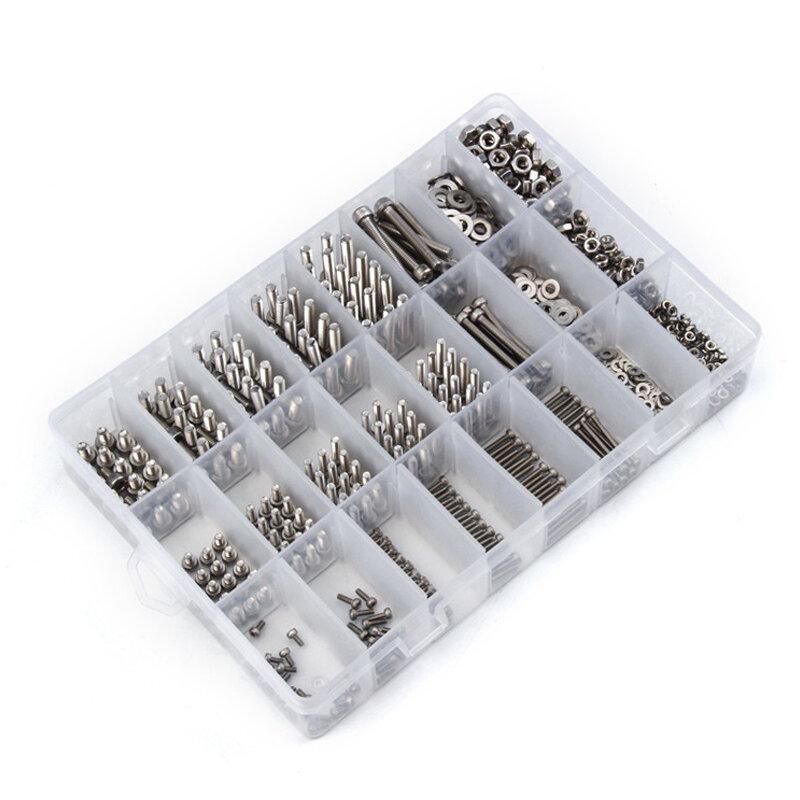 1080PCS M2/M3/M4 Stainless Steel Hex Socket Bolt and Nuts Set Fastener Hardware Hexagon Socket Head Cap Screws Flat Washer with