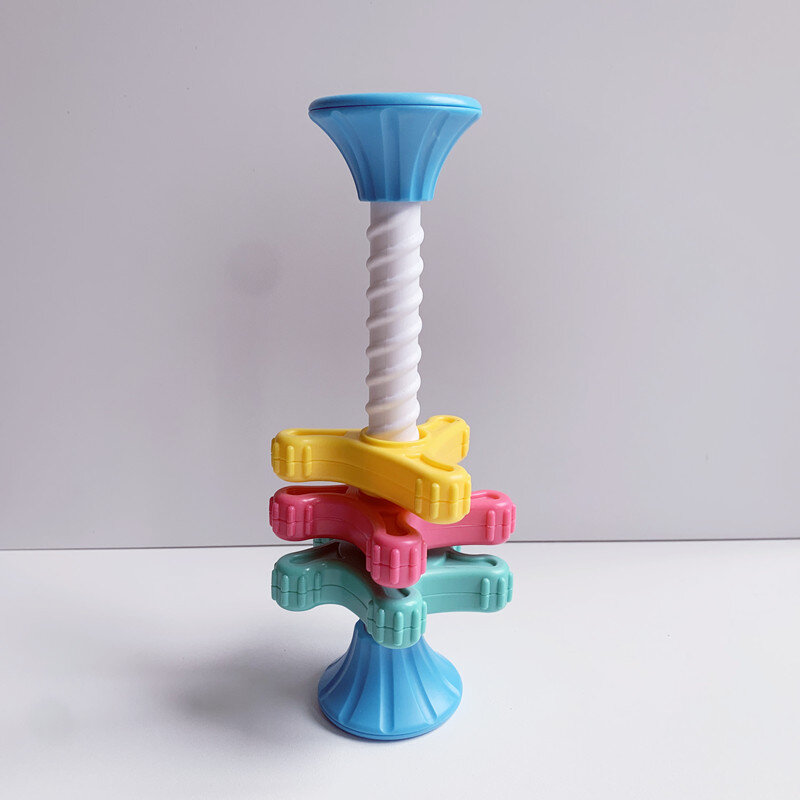 Torre giratoria de arcoíris para bebé, juguete divertido de apilamiento, gráfico colorido, interacción entre padres e hijos, regalo de Navidad