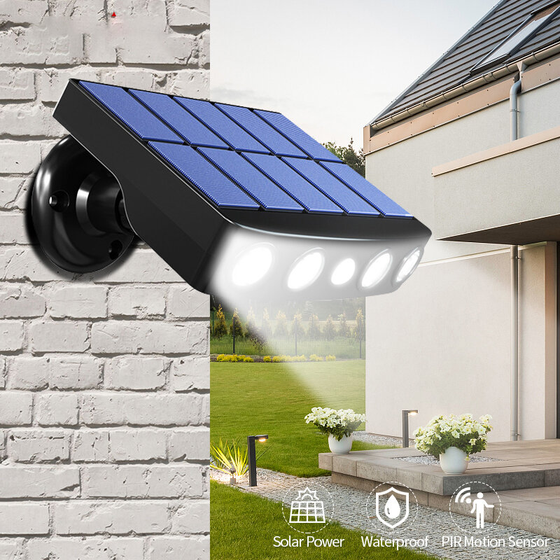Potente luz Led de pared alimentada por energía Solar para exteriores, Sensor de movimiento, iluminación impermeable IP65 para camino de jardín, garaje, patio, lámparas de calle