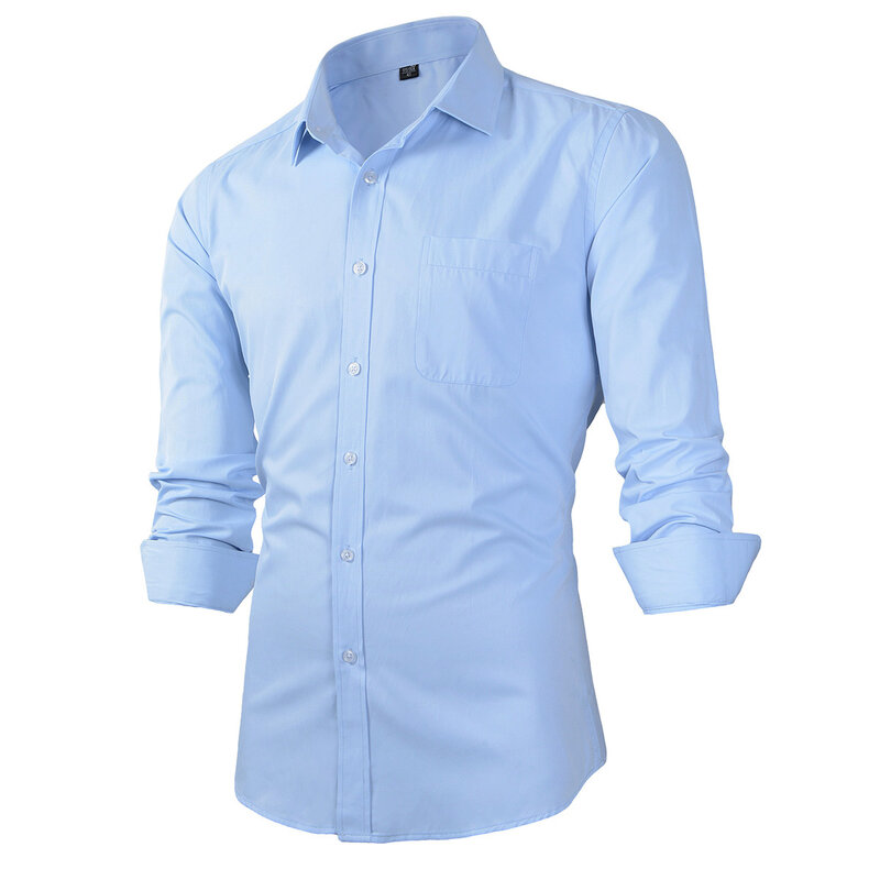Beninos Men's Slim Fit Solid Point Collar Button Down Dress Shirts