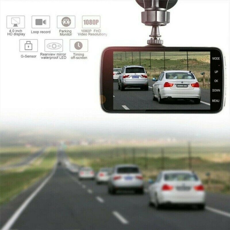 1080P HD Dual เลนส์รถ DVR ด้านหน้าและกล้องด้านหลัง Dash Cam Video Recorder Dash Cam กล้องด้านหลังปรับ Mount