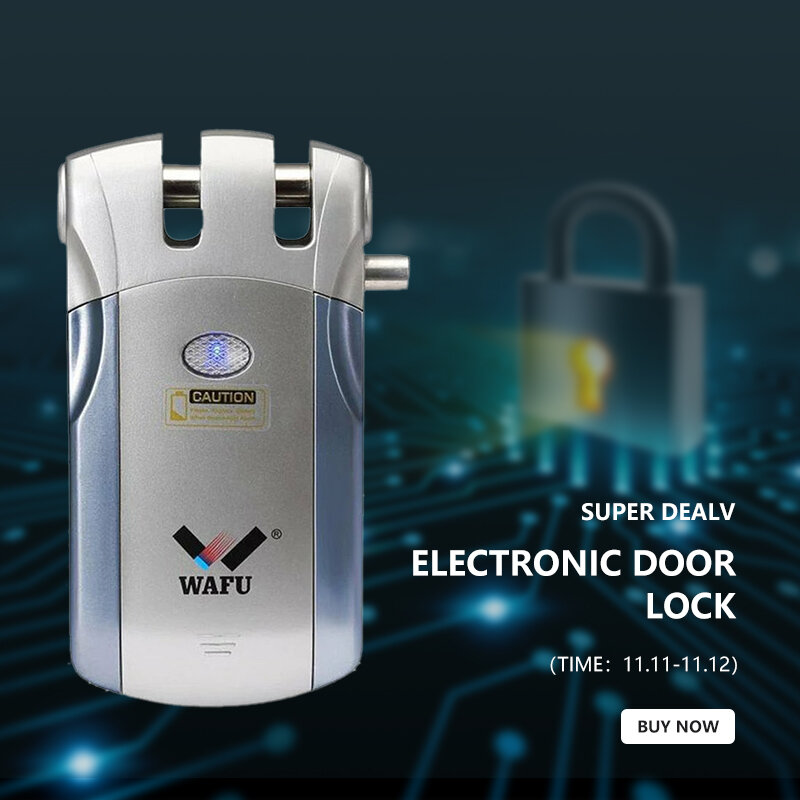 Wafu WF-019Electric Door Lock Wireless Control With Remote Control Open & Close Smart Lock Home Security Door Built-in Alarm