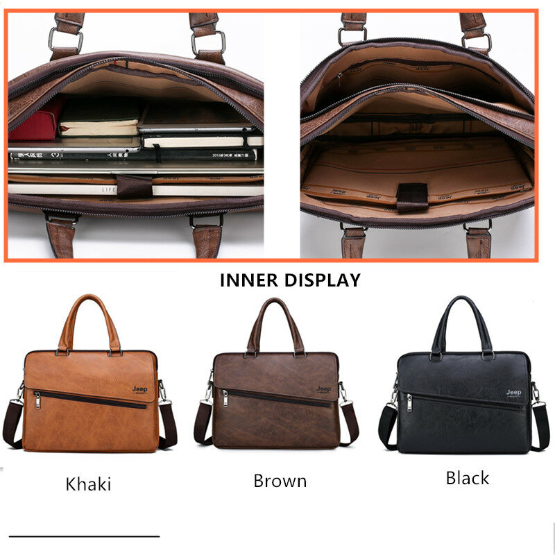 JEEP BULUO borsa per Laptop da 14 pollici borsa a tracolla calda per File in pelle borsa da lavoro per ufficio valigetta da uomo