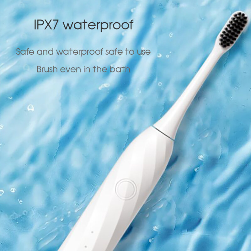 Boi-cepillo de dientes eléctrico sónico, recargable, 5 modos, IPX7, impermeable, lavable, cabezal de repuesto