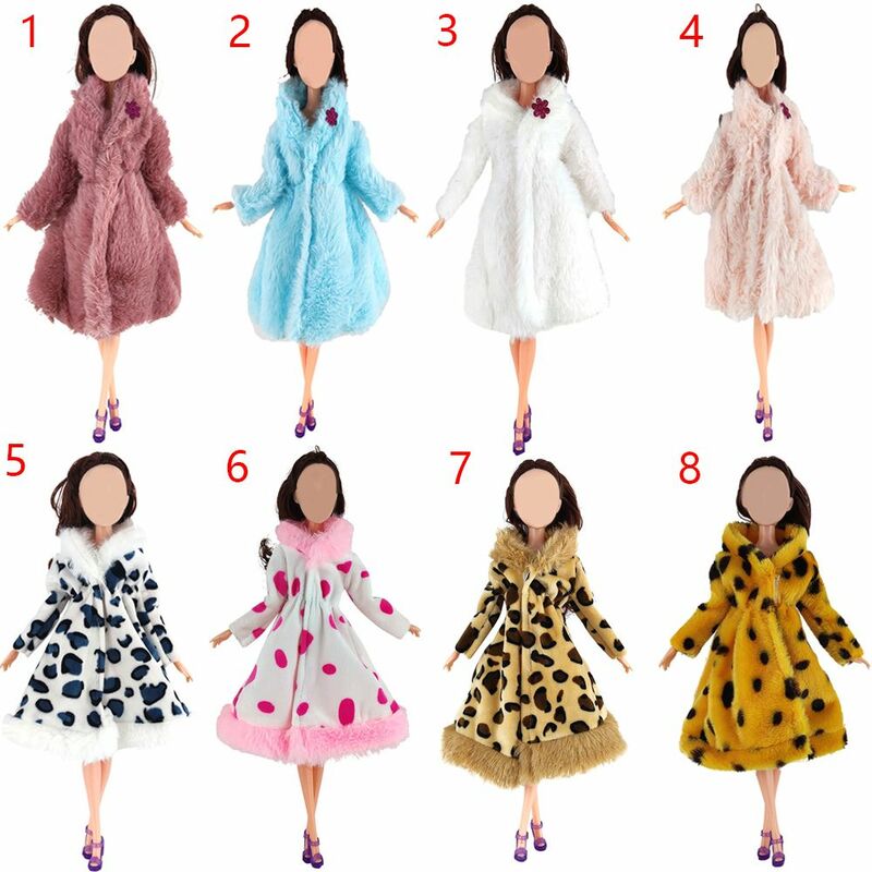 Doll Clothes Long Fur Coat Autumn Winter Overcoat Suitable for 30cm Dolls Accesorios Doll Party Dressing Nightgown Kids Toy