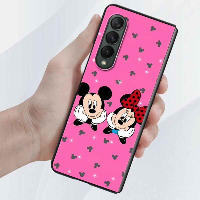 Disney-Funda de Minnie Mouse para Samsung Galaxy Z Fold3 5G, carcasa rígida negra Z Fold 3 PC, Funda protectora segmentada