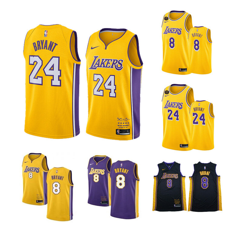 Mens Los Angeles Lakers Kobe Bryant Swingman Gold Pensioen/Kampioen/Commemorative Edition Jersey