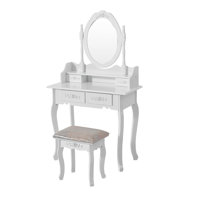 Panana 4 szuflady Vanity zestaw stołowy toaletka z amortyzowanym stołkiem sypialnia toaletka do makijażu Coiffeuse/Tocador ship in normalnie