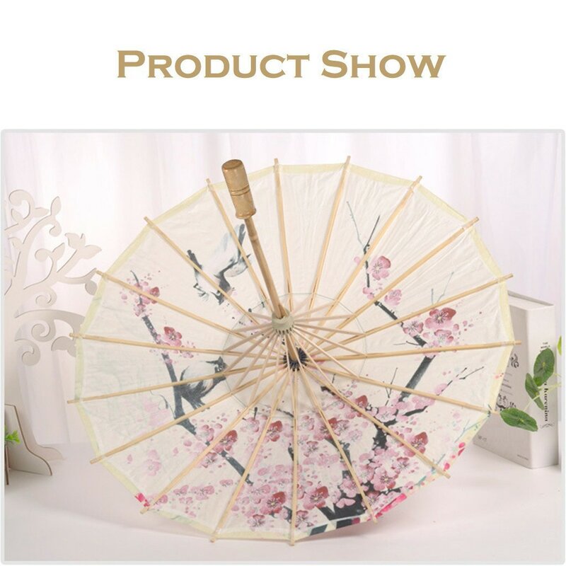 Paraguas de seda de flores de cerezo japonés para mujer, sombrilla decorativa de seda de baile antiguo, paraguas de papel de aceite de estilo chino
