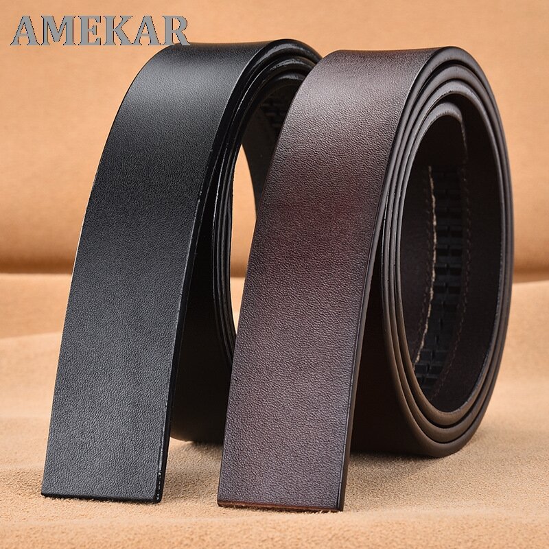 Cowhide Leather Belt No Buckle for Men's Automatic Buckle Belt Without Buckle Fashion Genuine Leather Belt  No Buckle 3.5cm