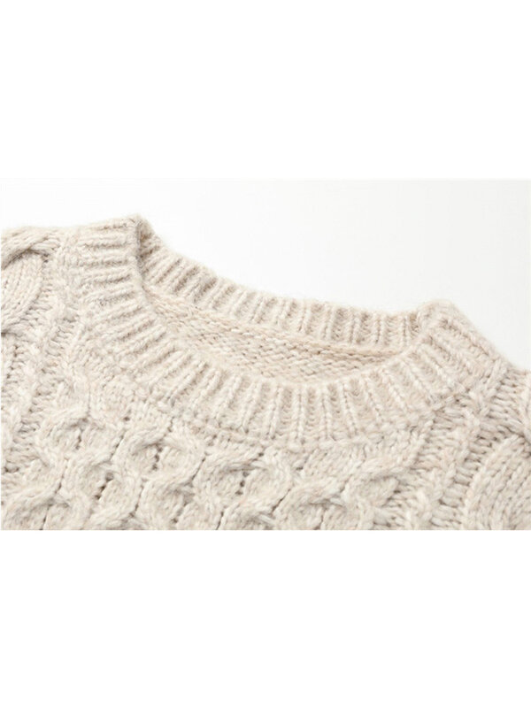 Suéter de punto de manga larga para mujer, Tops cortos con cuello redondo y cordones, moda coreana, otoño e invierno, 2021