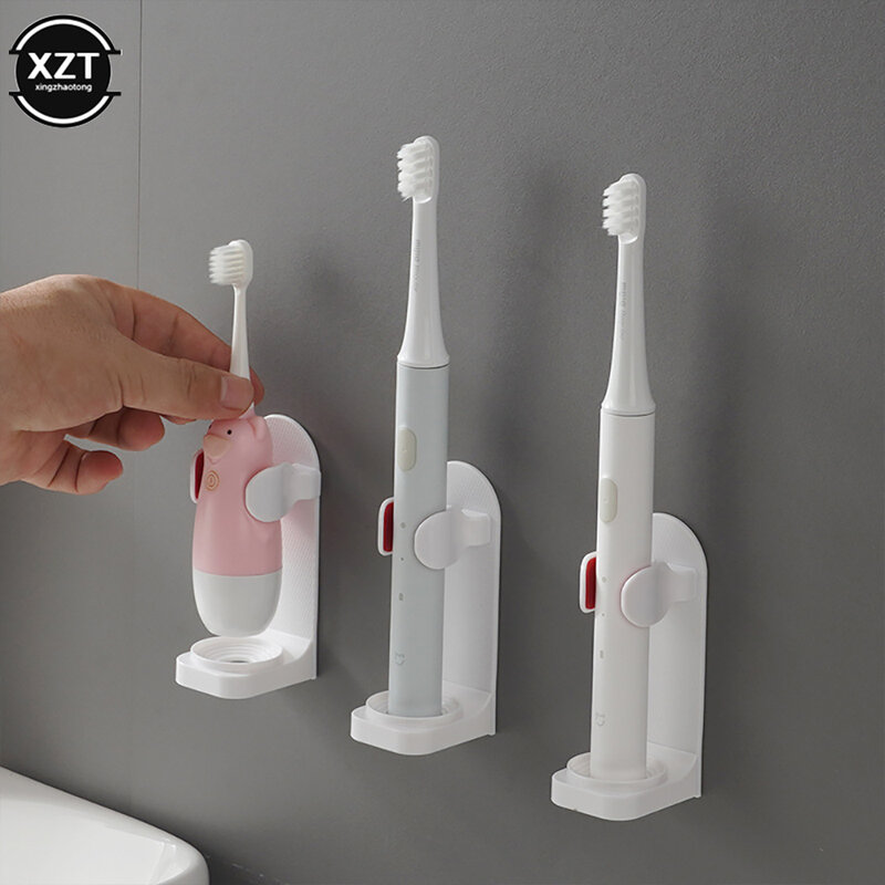 Soporte de pared para cepillo de dientes eléctrico, sujeción elástica, protege el mango del cepillo de dientes, ahorra espacio, mantiene el moho y la parada seca