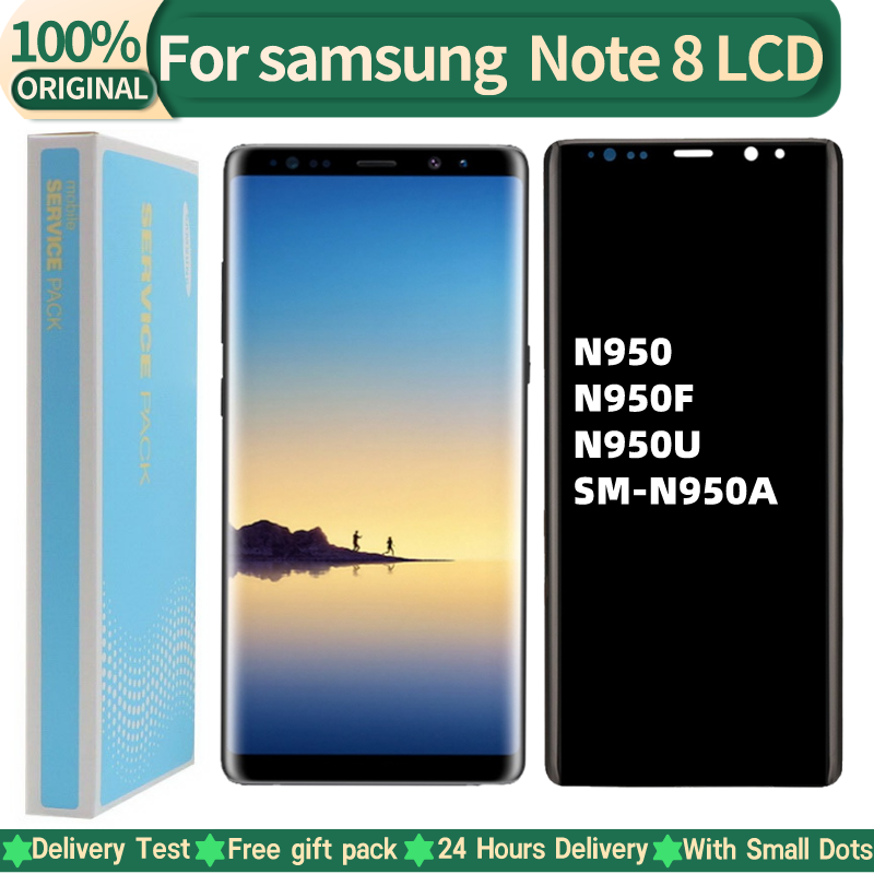 100% Original AMOLED note 8 LCD para SAMSUNG Galaxy Note 8 Display N950 N950F N950U Reemplazo del digitalizador de pantalla táctil con puntos Tela ORIGINAL Note 8 para SAMSUNG Galaxy Note 8 SM-N950A con Service Pack