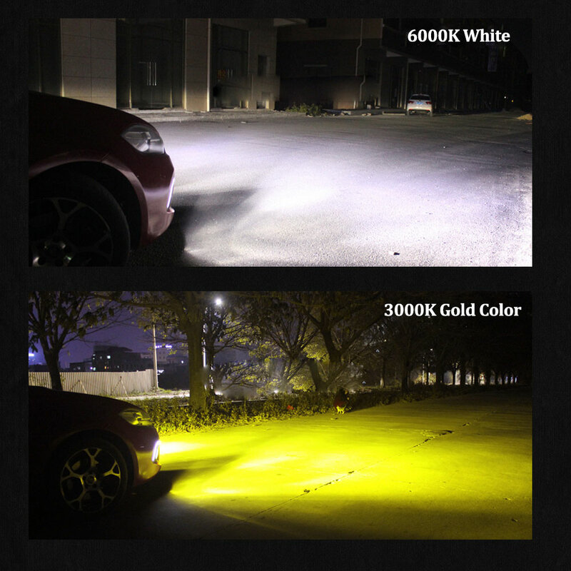 Lâmpadas led canbus sem erro, p13w sh23w psx26w, para carro, led drl, luz de neblina, 6000k, branco/3000k, amarelo dourado