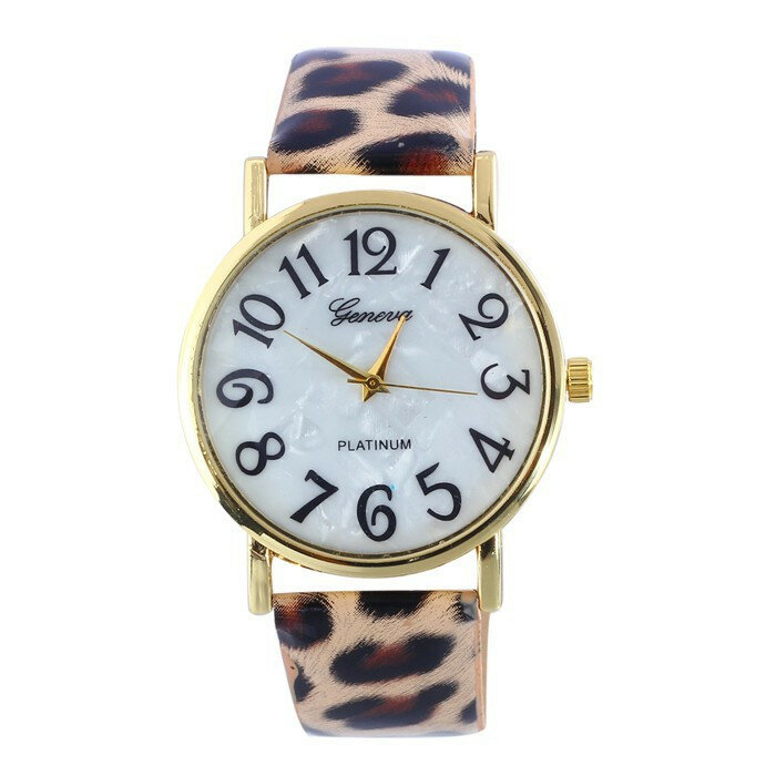 Baru Leopard Leather Kuarsa Jam Tangan Fashion Wanita Kasual Gelang Wrist Watch Wanita Jam Relogio Feminino 8O40