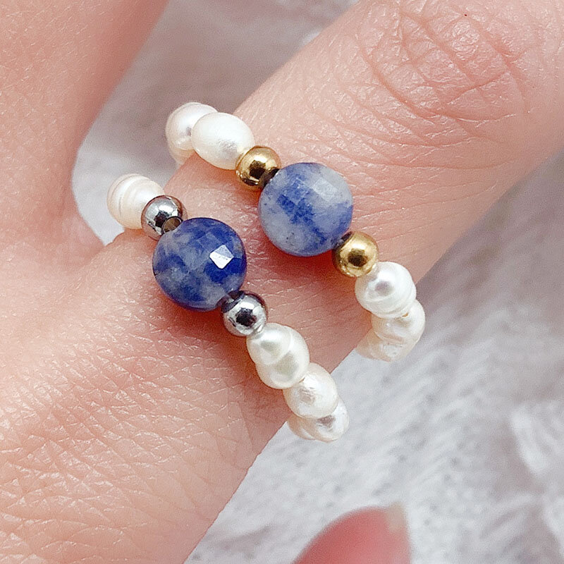 2021 Freshwater Pearl Rings for Women Korean Fashion Wedding Rings  Gift Cute Romantic Natural Stone Handmade Jewelry Wholesale