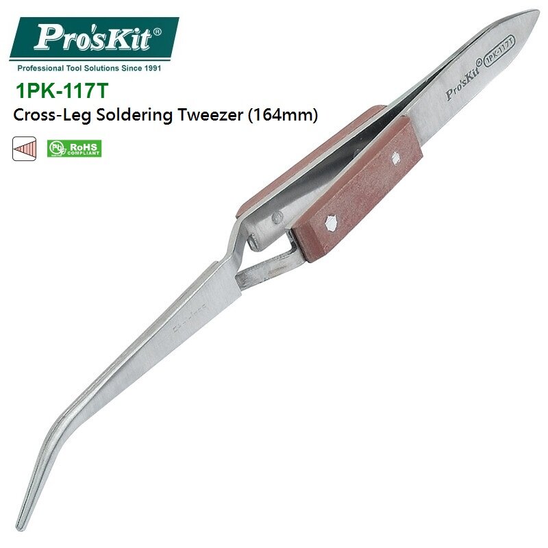 Pro'sKit-Pinzas de mantenimiento de precisión Industrial, herramientas de reparación de autosujeción, antiestáticas, magnéticas, con mango de fibra