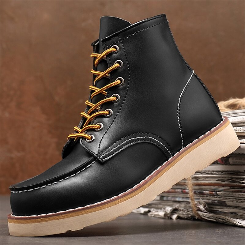 Men's high-end leather Martin boots, autumn and winter outdoor tooling boots, large casual handmade leather boots,high-top boots