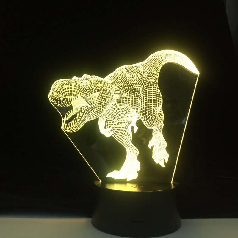 Lâmpada de led dinossauro série 16 cores 3d, luz noturna com controle remoto, lâmpadas de mesa brinquedos presente para crianças decoração de casa luz noturna