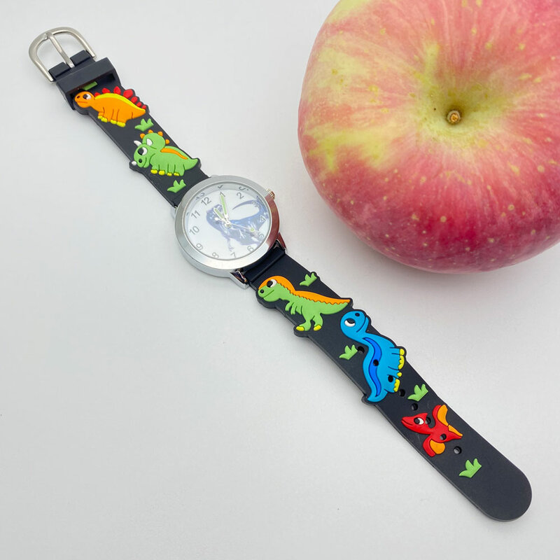 Relógio infantil de silicone macio, 5 cores, desenho animado, dinossauro, indicador para meninos e meninas, como o amor, luminoso, relógio de quartzo, 2020
