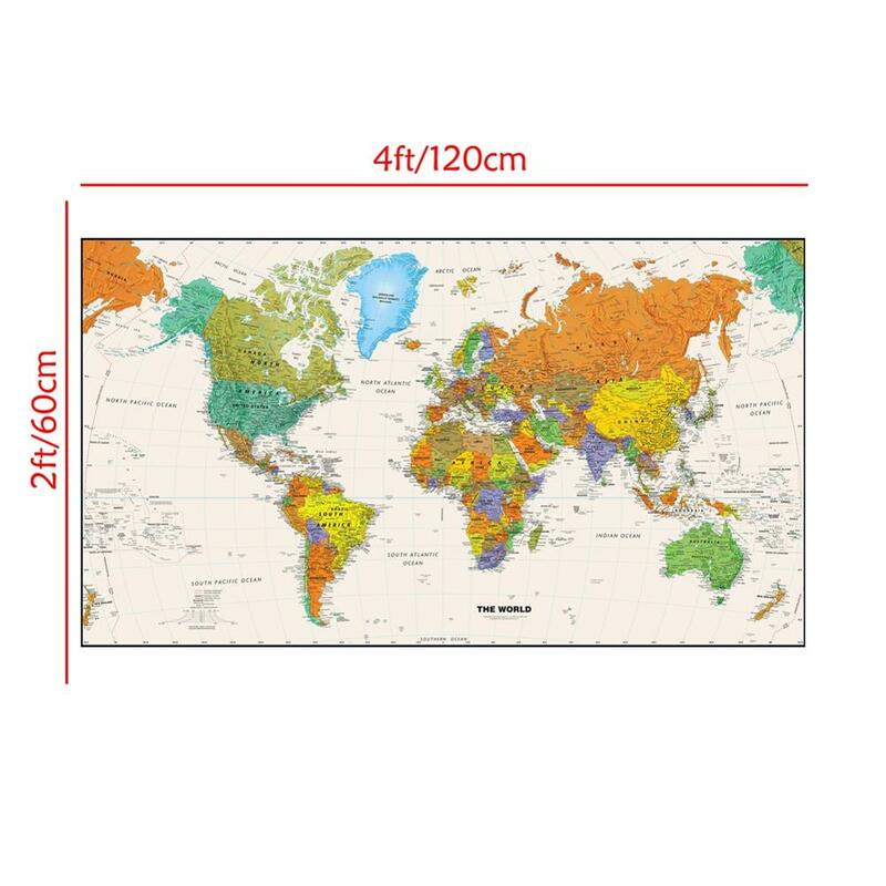 Mapa del mundo para decoración y educación de paredes, mapa de proyección del mundo de 60x120cm, el más nuevo de 2011