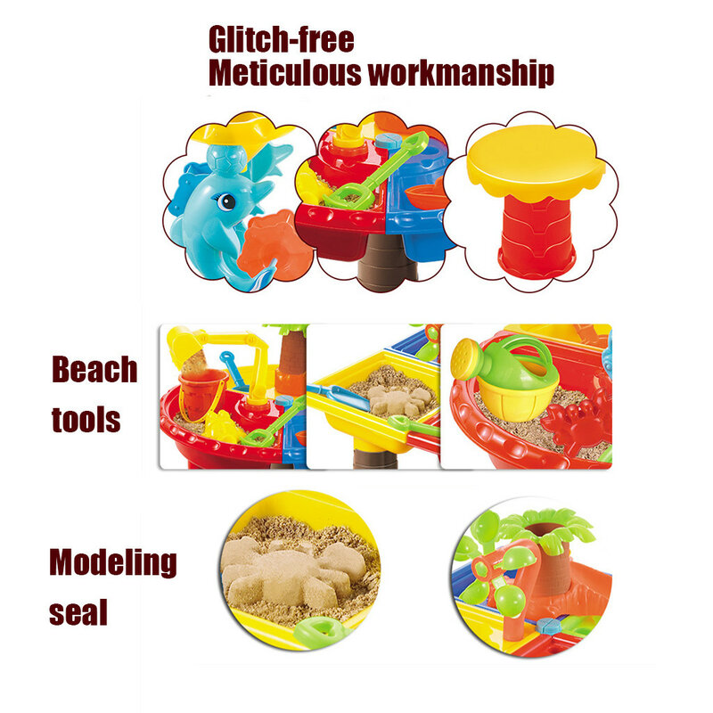 모래 및 물 테이블 야외 정원 샌드 박스 세트 놀이 테이블 키즈 여름 해변 장난감 양동이 해변 키즈 선물 비치 장난감 세트 야외