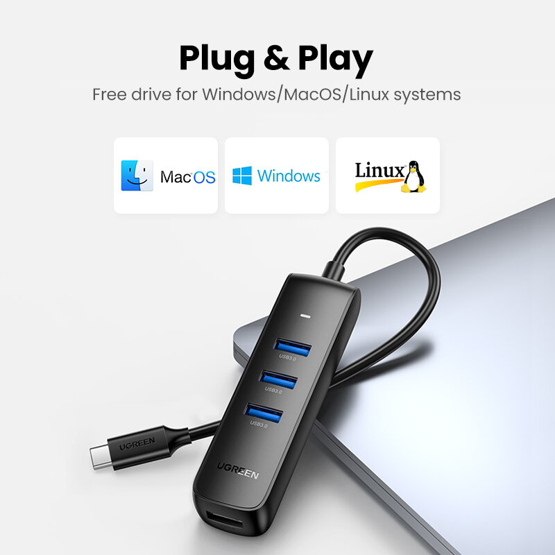 Ugreen Usb Hub 3.0 2.0 Hub Ultra Mini 4 Port Usb 3.0 Splitter Micro Usb Hub Adapter Voor Macbook Pro oppervlak Matebook Pc Usb Hub