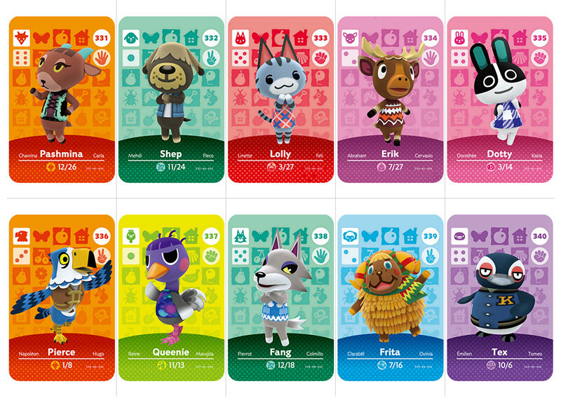100 stücke Für Tier Croxxing Karte NS Schalter 3DS Ntag215 Spiel Marschall Karte Set NFC Karten Serie 4 (301-400)